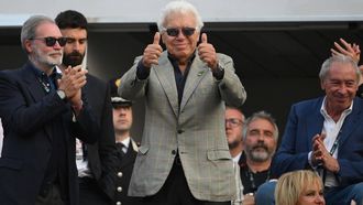 epa11353712 Nicola Pietrangeli reacts at the end of the final match at the Italian Open tennis tournament in Rome, Italy, 19 May 2024.  EPA/ETTORE FERRARI