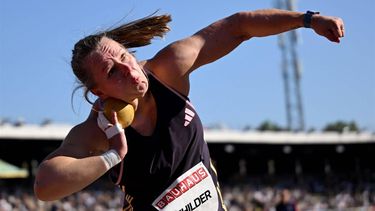 the Netherlands' Jessica Schilder competes in the Women's Shot Put event of the Stockholm Diamond League athletics meeting in Stockholm, Sweden, on June 2, 2024. 
Jonathan NACKSTRAND / AFP