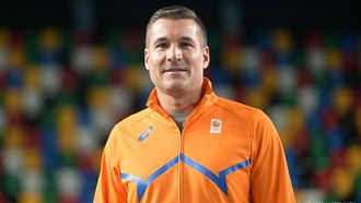 Laurent Meuwly, Swiss coach to Netherlands' Femke Bol, poses on the track during The European Indoor Athletics Championships at The Atakoy Athletics Arena in Istanbul on March 2, 2023.  Netherlands' runner Femke Bol, who set a new world record in the 400m indoor, 