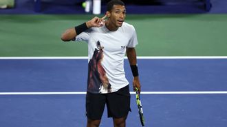 Canada's Felix Auger-Aliassime celebrates his victory over Germany's Alexander Zverev during their men's singles third round match on day seven of the US Open tennis tournament at the USTA Billie Jean King National Tennis Center in New York City, on August 30, 2025. 
CHARLY TRIBALLEAU / AFP