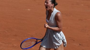 Ukraine's Marta Kostyuk reacts after a point as she plays against Oksana Selekhmeteva during their women's singles match on day 1 of the French Open tennis tournament on Court Simonne-Mathieu at the Roland-Garros Complex in Paris on May 24, 2026. 
ALAIN JOCARD / AFP