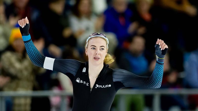 HEERENVEEN - Gioya Lancee in actie op de 1500 meter allround tijdens de tweede en laatste dag van het NK Allround & Sprint. IRIS VAN DEN BROEK / ANP