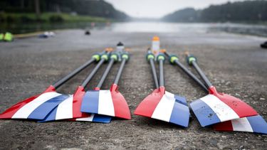 AMSTERDAM - Open training van de TeamNL roeiers in WK-formaties op de Amsterdamse Bosbaan. Het team bereidt zich voor op het WK roeien in Belgrado. ANP SANDER KONING