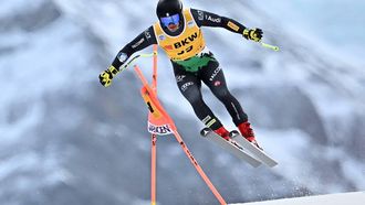 Italy's Matteo Franzoso competes during the Super-G of the FIS Alpine Skiing Men's World Cup in Wengen, Switzerland, on January 13, 2023.  
Fabrice COFFRINI / AFP