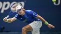 Australia’s Alex De Minaur plays a forehand return to Switzerland’s Leandro Riedi during their men's singles round of 16 tennis match on day nine of the US Open tennis tournament at the USTA Billie Jean King National Tennis Center in New York City, on September 1, 2025. 
ANGELA WEISS / AFP