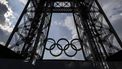 This photograph taken on June 26, 2024 shows the Olympics rings on the Eiffel Tower in Paris, on June 26, 2024. 
OLYMPIA DE MAISMONT / AFP