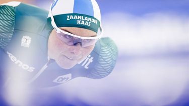 HEERENVEEN - Marijke Groenewoud in actie op de 1500 meter voor vrouwen tijdens de eerste dag van het NK afstanden in Thialf. Voor de Nederlandse rijders en rijdsters is dit toernooi een belangrijke tussenstop onderweg naar het WK afstanden in Hamar. ANP SEM VAN DER WAL