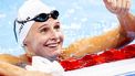 PARIJS - Tes Schouten na afloop van de halve finale 200 meter school slag op de vijfde dag van het zwemmen op de Olympische Spelen. ANP KOEN VAN WEEL