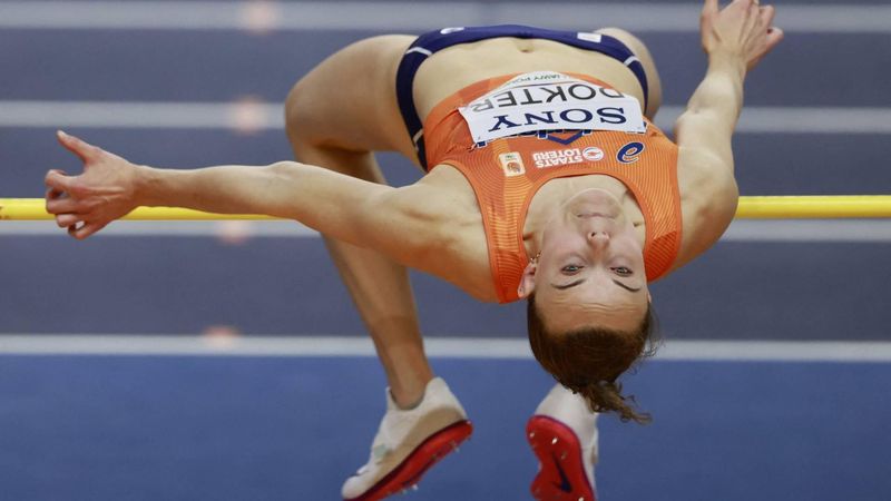 Netherlands' Sofie Dokter competes in the women's pentathlon high jump event during the World Athletics Indoor Championships Kujawy Pomorze 2026 in Torun, Poland on March 22, 2026. 
Wojtek RADWANSKI / AFP