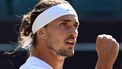 Germany's Alexander Zverev reacts as he plays against US player Taylor Fritz during their men's singles quarter-final tennis match on the tenth day of the 2026 Wimbledon Championships at The All England Lawn Tennis and Croquet Club in Wimbledon, southwest London, on July 8, 2026. 
Kirill KUDRYAVTSEV / AFP