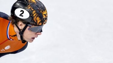 MILAAN - Jens van ’t Wout tijdens de kwalificaties 500 meter bij het shorttrack schaatsen in de Milano Ice Skating Area op de Olympische Winterspelen van Milaan. ROBIN VAN LONKHUIJSEN / ANP