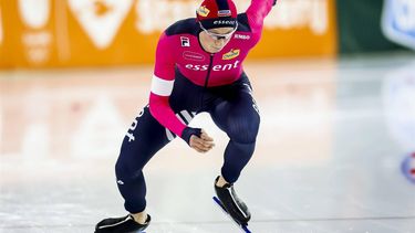 HEERENVEEN - Merijn Scheperkamp tijdens de tweede 500 meter op de eerste dag van het World Cup kwalificatietoernooi schaatsen in Thialf. ANP VINCENT JANNINK