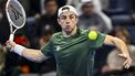 epa11908493 Tallon Griekspoor of the Netherlands in action against Matteo Berrettini of Italy during their round of 16 match at the ATP Qatar Open tennis tournament in Doha, Qatar, 19 February 2025.  EPA/NOUSHAD THEKKAYIL