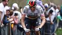 2023-04-09 14:50:03 BORA-hansgrohe team's German rider Nils Politt cycles over the Trouee d'Arenberg cobblestone sector during the 120th edition of the Paris-Roubaix one-day classic cycling race, between Compiegne and Roubaix, northern France, on April 9, 2023. 
Anne-Christine POUJOULAT / AFP