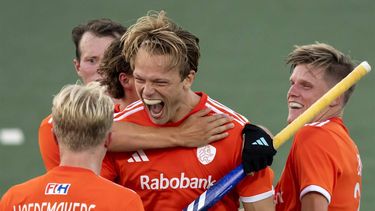 UTRECHT - Jip Jansse (NED) viert de 2-1 tegen Belgie tijdens de FIH Pro League groepswedstrijd. ANP SANDER KONING