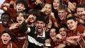 Spain's Carlos Alcaraz celebrates with ball boys and girls after winning against Italy's Jannik Sinner at the end of their men's singles final match on day 15 of the French Open tennis tournament on Court Philippe-Chatrier at the Roland-Garros Complex in Paris on June 8, 2025. 
Thibaud MORITZ / AFP