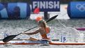 Netherlands' Ruth Vorsselman competes in the women's kayak single 500m quarterfinals canoe sprint competition at Vaires-sur-Marne Nautical Stadium in Vaires-sur-Marne during the Paris 2024 Olympic Games on August 7, 2024. 
Olivier MORIN / AFP