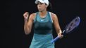epa11851128 Madison Keys of USA gestures during the Women's Singles final match against Aryna Sabalenka of Belarus at the Australian Open Grand Slam tennis tournament in Melbourne, Australia, 25 January 2025.  EPA/JOEL CARRETT  AUSTRALIA AND NEW ZEALAND OUT