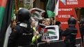 epa12367156 Protests against the participation of Premier Tech team of Israel in the Vuelta and in support of Palestine prior to the start of the 17th stage of the Spanish Cycling Vuelta e, which takes place between O Barco de Valdeorras (Ourense) and the Alto de El Morredero (El Bierzo-Leon), a 143.2 km route, in O Barco de Valdeorras, Ourense province, Galicia region, north-western Spain, 10 September 2025.  EPA/Javier Lizon