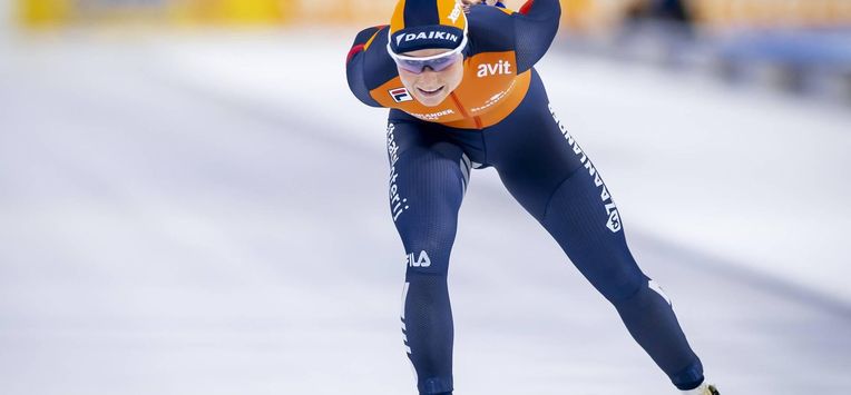 HEERENVEEN - Marijke Groenewoud (NED) in actie op de 3000 meter allround vrouwen tijdens de derde dag van de WK allround en sprint in ijsstadion Thialf. SEM VAN DER WAL / ANP