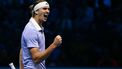 Germany's Alexander Zverev celebrates a point during his match against Norway's Casper Ruud at the ATP Finals tennis tournament in Turin on November 13, 2024. 
Marco BERTORELLO / AFP