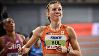 Netherlands' Femke Bol crosses the finish line to win the Women's 400m heat 4 during the Indoor World Athletics Championships in Glasgow, Scotland, on March 1, 2024. 
Ben Stansall / AFP
