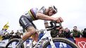 Dutch Mathieu van der Poel of Alpecin-Deceuninck competes in the Paterberg during the men's race of the 'Ronde van Vlaanderen' (Tour des Flandres) one day cycling race, 270,8 km from Antwerp to Oudenaarde, on March 31, 2024. 
Tom Goyvaerts / Belga / AFP