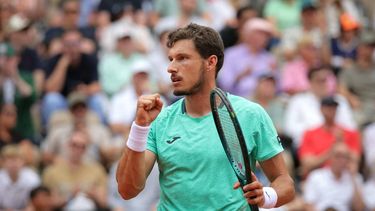 Spain's Pablo Carreno Busta reacts to a point against Spain's Rafael Jodar during their men's singles match on day 8 of the French Open tennis tournament on Court Suzanne-Lenglen at the Roland-Garros Complex in Paris on May 31, 2026. 
Thomas SAMSON / AFP