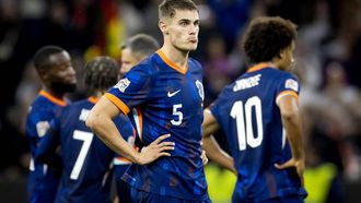 MUNCHEN - Xavi Simons, Micky van de Ven en Joshua Zirkzee na afloop van de UEFA Nations League wedstrijd tussen Duitsland en Nederland in de Allianz Arena op 14 oktober 2024 in Munchen, Duitsland. ANP KOEN VAN WEEL