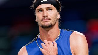 epa11650706 Alexander Zverev of Germany reacts during his Men's Singles ound of 16 match against David Goffin of Belgium at the Shanghai Masters tennis tournament in Shanghai, China, 09 October 2024.  EPA/ALEX PLAVEVSKI