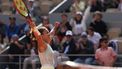 Italy's Jasmine Paolini celebrates after winning against Russia's Mirra Andreeva at the end of their women's singles semi final match on Court Philippe-Chatrier on day twelve of the French Open tennis tournament at the Roland Garros Complex in Paris on June 6, 2024. 
ALAIN JOCARD / AFP