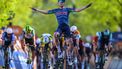 Soudal Quick-Step's Belgian rider Tim Merlier celebrates crossing the finish line to win the 'Ronde Van Limburg' one day cycling race, from Hasselt to Tongeren-Borgloon (178,4 km) on April 15, 2026.
 
DAVID PINTENS / Belga / AFP