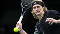 2023-10-31 13:59:14 Germany's Alexander Zverev plays a forehand return to Hungary's Marton Fucsovics during their men's singles match on day two of the Paris ATP Masters 1000 tennis tournament at the Accor Arena - Palais Omnisports de Paris-Bercy - in Paris on October 31, 2023. 
Dimitar DILKOFF / AFP