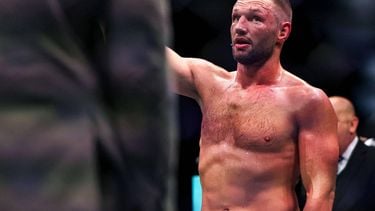 The Netherlands' Reinier de Ridder is declared winner after his men's middleweight fight against Australia and New Zealand's Robert Whittaker at the UFC Fight Night event at Etihad Arena in Abu Dhabi on July 26, 2025. 
Fadel SENNA / AFP