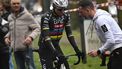A mechanic checks the bike of Team UAE's Slovenian rider Tadej Pogacar, before the start of the Milan - Sanremo one-day classic cycling race, in Pavia, near Milan, on March 22, 2025. 
Marco BERTORELLO / AFP