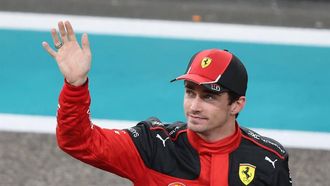 epa10996295 Second placed Monaco's Formula One driver Charles Leclerc of Scuderia Ferrari waves after the Formula 1 Abu Dhabi Grand Prix in Abu Dhabi, United Arab Emirates, 26 November 2023.  EPA/ALI HAIDER