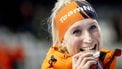 MILAAN - Merel Conijn tijdens de medailleceremonie van de 5.000 meter bij het langebaanschaatsen in het Milano Speed Skating Stadium op de Olympische Winterspelen van Milaan. SEM VAN DER WAL / ANP