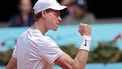 Italy's Jannik Sinner gestures as he plays against Russia's Karen Khachanov during the fourth round of the 2024 ATP Tour Madrid Open tournament tennis match at Caja Magica in Madrid on April 30, 2024. 
Thomas COEX / AFP
