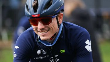 Groupama-FDJ French Cyclist David Gaudu looks on prior to the start of the 1st stage of the Paris-Nice cycling race, 158 km between Les Mureaux and Les Mureaux, on March 3, 2024. 
Thomas SAMSON / AFP