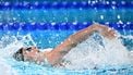 Netherlands' Marrit Steenbergen  competes in  a semi-final of the women's 100m backstroke swimming event during the LEN European Aquatics Championships at the Olympic Aquatic Centre in Saint-Denis, northern suburbs of Paris, on August 14, 2026. 
JULIEN DE ROSA / AFP