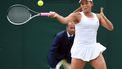 epa05401687 Tara Moore of Britain returns to Svetlana Kuznetsova of Russia in their second round match during the Wimbledon Championships at the All England Lawn Tennis Club, in London, Britain, 01 July 2016.  EPA/ANDY RAIN EDITORIAL USE ONLY/NO COMMERCIAL SALES