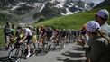 UAE Team Emirates team's Slovenian rider Tadej Pogacar (L) and Red Bull - BORA - hansgrohe team's Slovenian rider Primoz Roglic (2nd L) cycle with the pack of riders (peloton) in the Galibier ascent during the 4th stage of the 111th edition of the Tour de France cycling race, 140 km between Pinerolo in Italy, and Valloire in France, on July 2, 2024. 
Marco BERTORELLO / AFP
