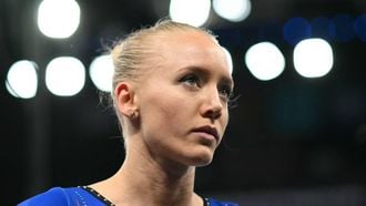 Netherlands' Lieke Wevers reacts after competing in the uneven bars event of the artistic gymnastics women's qualification during the Paris 2024 Olympic Games at the Bercy Arena in Paris, on July 28, 2024. 
Paul ELLIS / AFP
