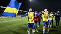LEEUWARDEN - (l-r) Michael Breij of SC Cambuur, Fedde de Jong of SC Cambuur vieren de overwinning tijdens de Kwartfinale KNVB Beker wedstrijd tussen SC Cambuur en Vitesse in het Cambuur Stadion op 7 februari 2024 in Leeuwarden, Nederland. ANP COR LASKER