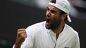 2023-07-08 21:15:08 epa10735108 Matteo Berrettini of Italy in action against Alexander Zverev of Germany during their Men's Singles third round match at the Wimbledon Championships, Wimbledon, Britain, 08 July 2023.  EPA/ISABEL INFANTES   EDITORIAL USE ONLY