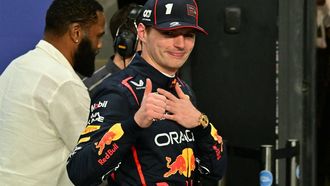 Red Bull Racing's Dutch driver Max Verstappen celebrates winning pole position during the qualifying round for the 2025 Saudi Arabia Formula One Grand Prix at the Jeddah Corniche Circuit on April 19, 2025. 
Giuseppe CACACE / AFP