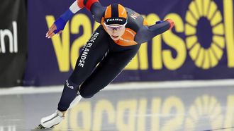 epa11204792 Femke Kok of Netherlands competes in the Women’s 500m event at the ISU Speed Skating Allround World Championships in Inzell, Germany, 07 March 2024.  EPA/ANNA SZILAGYI