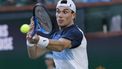 epa11967287 Jack Draper of Great Britain in action against Carlos Alcaraz of Spain during the men’s semifinals of the BNP Paribas Open tennis tournament in Indian Wells, California, USA, 15 March 2025.  EPA/JOHN G. MABANGLO