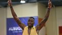 (FILES) Grant Holloway celebrates after setting a world record in the first round of the Men's 60m Hurdles during the 2024 USATF Indoor Championships at the Albuquerque Convention Center on February 16, 2024 in Albuquerque, New Mexico.  Hurdles king Grant Holloway set a new world record as he blasted into the final of the 60-meter hurdles at the US Indoor Championships in New Mexico on February 16, 2024.
Sam Wasson / GETTY IMAGES NORTH AMERICA / AFP