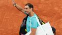 Spain's Rafael Nadal gestures to the public as he leaves the court after losing against Germany's Alexander Zverev in their men's singles match on Court Philippe-Chatrier on day two of The French Open tennis tournament at The Roland Garros Complex in Paris on May 27, 2024. 
Dimitar DILKOFF / AFP